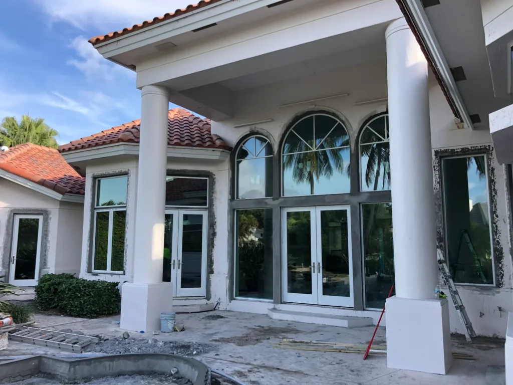 Stucco Repair after new impact windows- Parkland FL